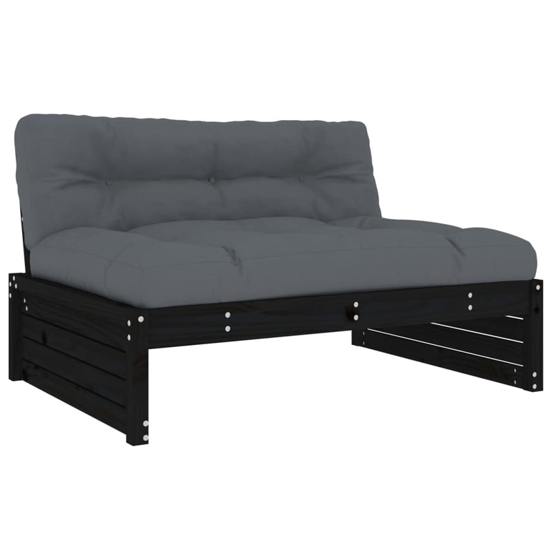 vidaXL 6 Piece Garden Lounge Set with Cushions Black Solid Wood