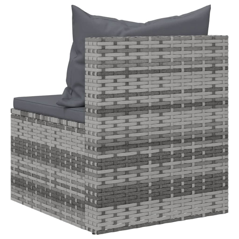 4 Piece Garden Sofa Set with Cushions Grey Poly Rattan
