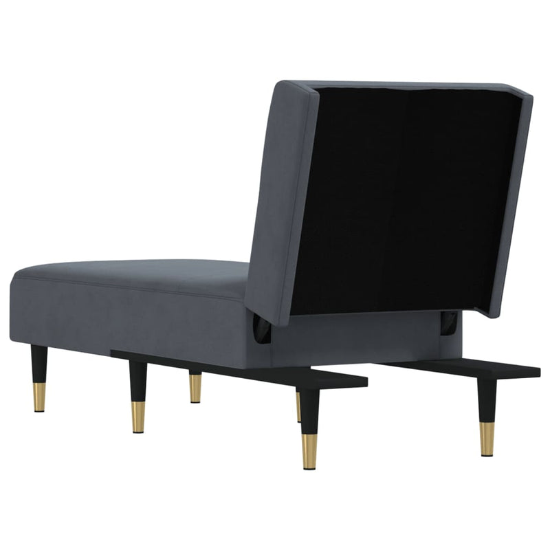 Chaise Longue Dark Grey Velvet