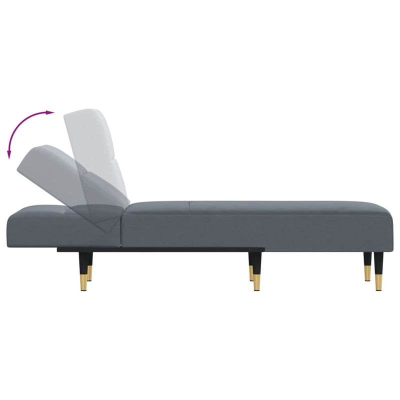 Chaise Longue Dark Grey Velvet