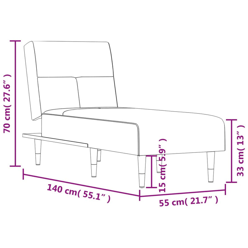 vidaXL Chaise Longue Dark Grey Velvet