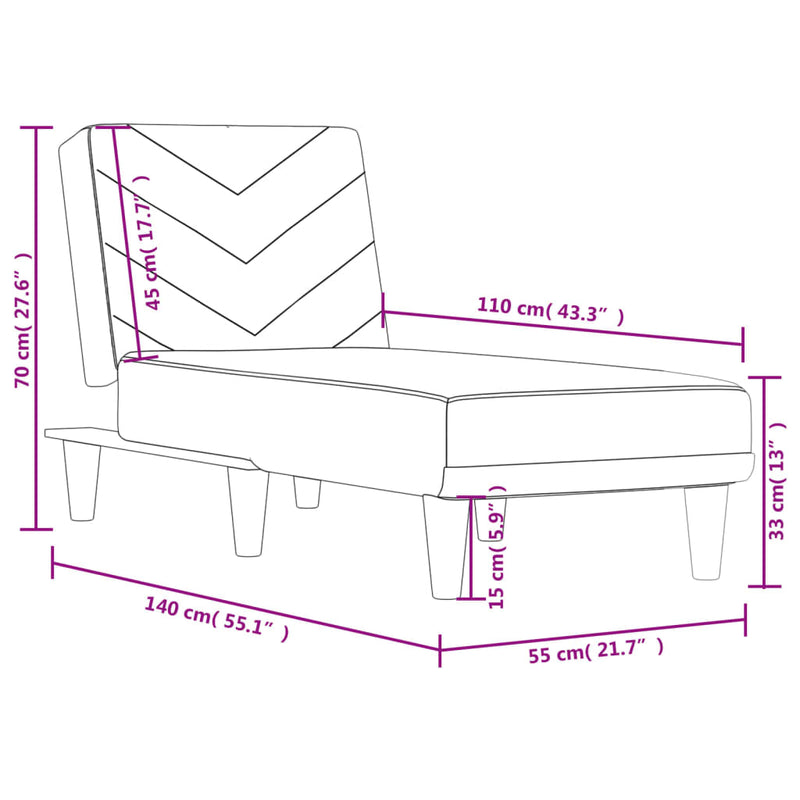 vidaXL Chaise Longue Dark Grey Fabric