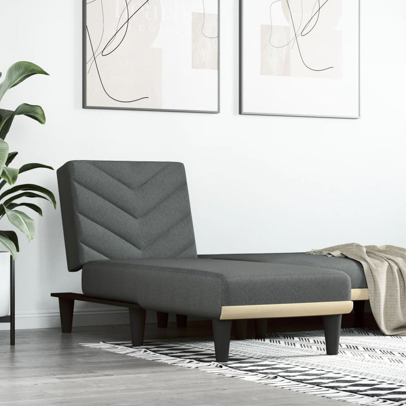 vidaXL Chaise Longue Dark Grey Fabric