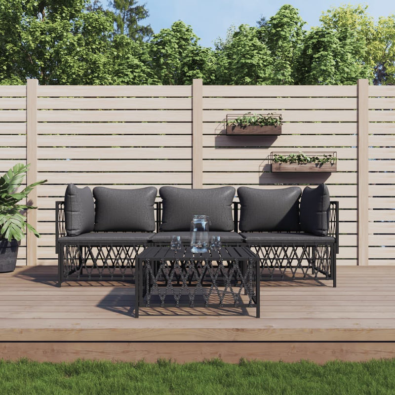 vidaXL 4 Piece Garden Lounge Set with Cushions Anthracite Steel