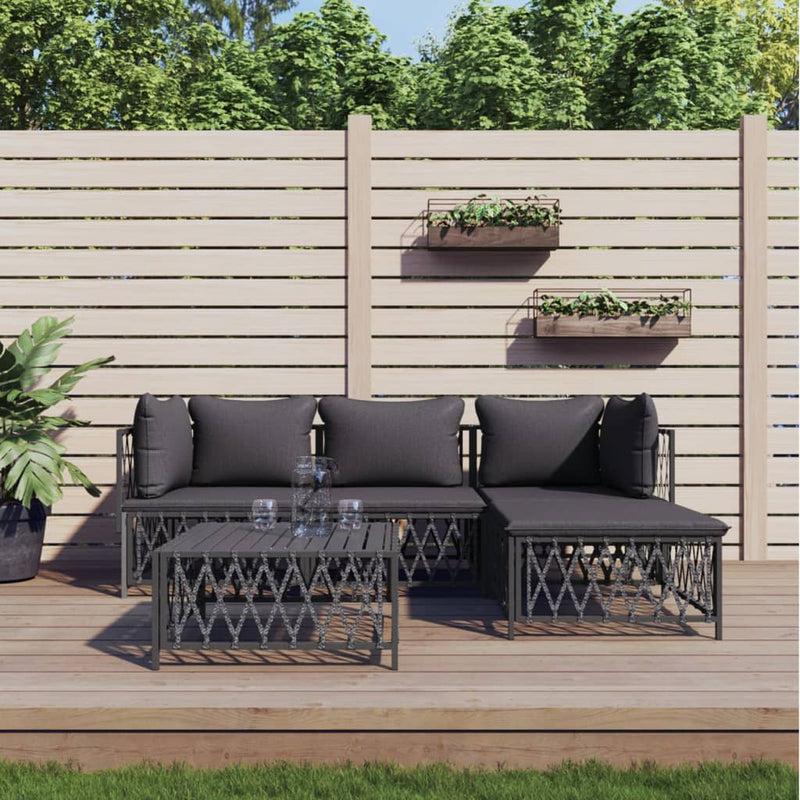 vidaXL 5 Piece Garden Lounge Set with Cushions Anthracite Steel