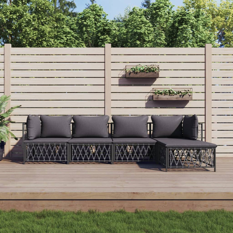 vidaXL 5 Piece Garden Lounge Set with Cushions Anthracite Steel