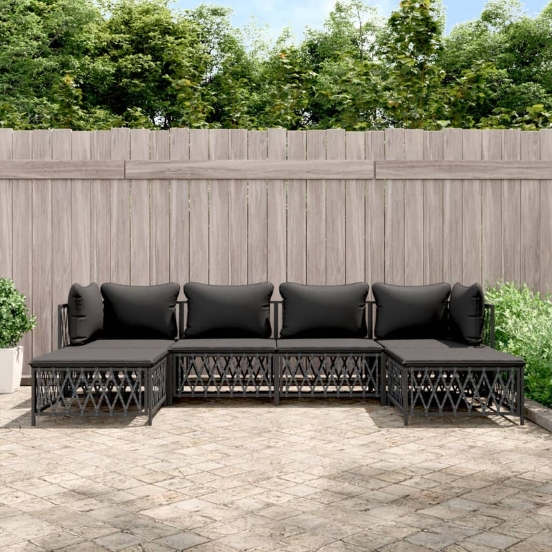 vidaXL 6 Piece Garden Lounge Set with Cushions Anthracite Steel