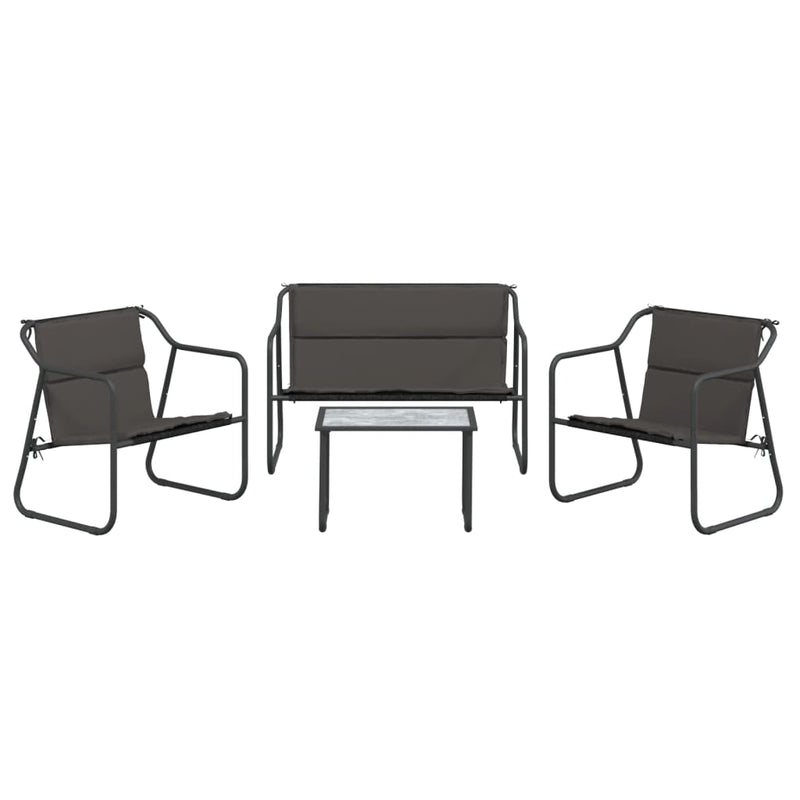 vidaXL 4 Piece Garden Lounge Set with Cushions Anthracite Steel