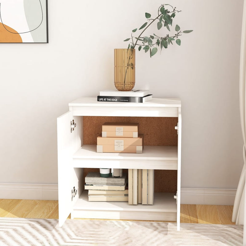 vidaXL Side Cabinet White 60x36x65 cm Solid Wood Pine