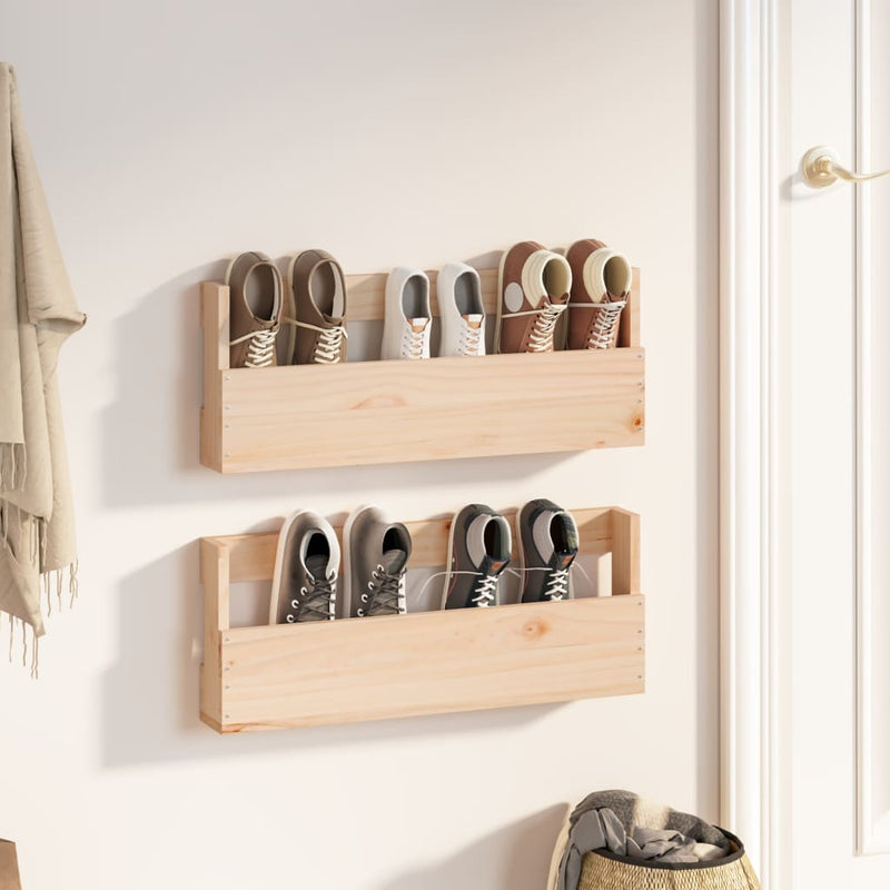 Wall-mounted Shoe Racks 2 pcs 59x9x23 cm Solid Wood Pine