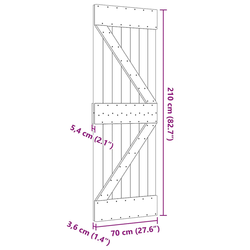 Door NARVIK Natural 70 x 210 cm Solid Pine Wood