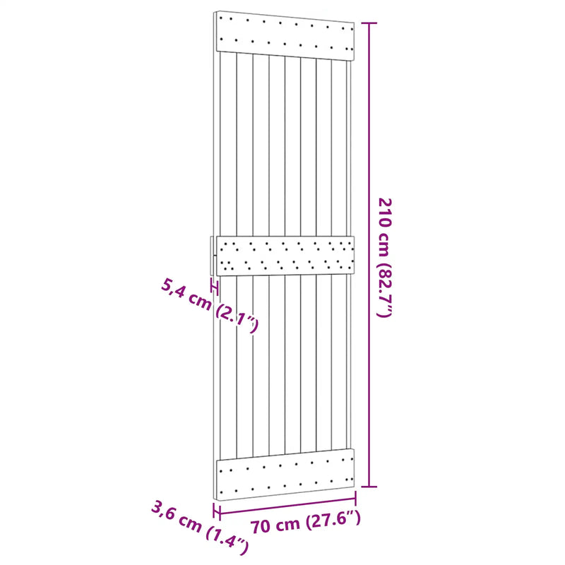 Door NARVIK Natural 70 x 210 cm Solid Pine Wood