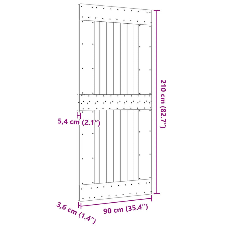 Door NARVIK Natural 90 x 210 cm Solid Pine Wood