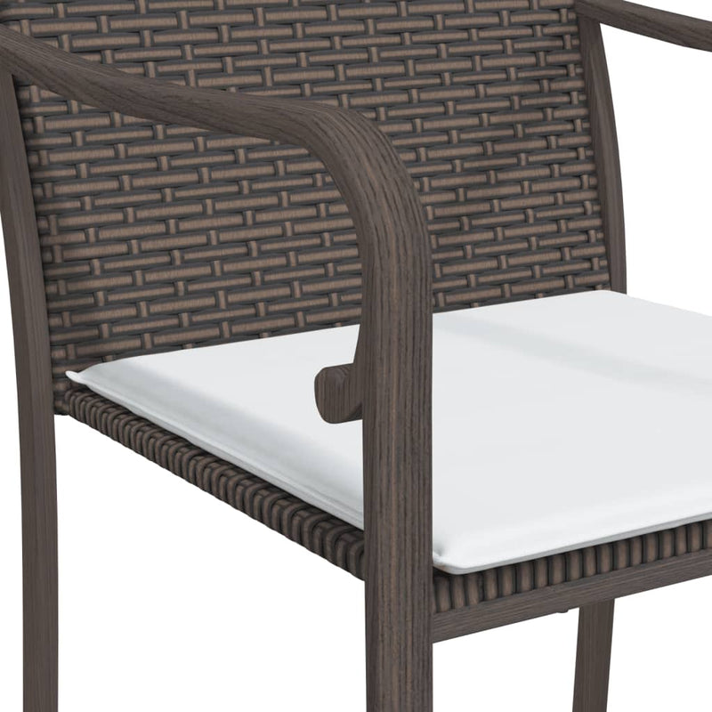 vidaXL 5 Piece Garden Dining Set with Cushions Poly Rattan and Steel