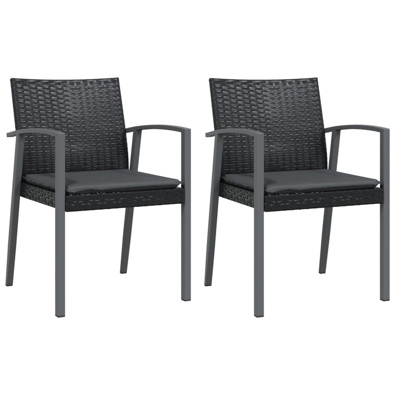 vidaXL 3 Piece Garden Dining Set with Cushions Poly Rattan and Steel