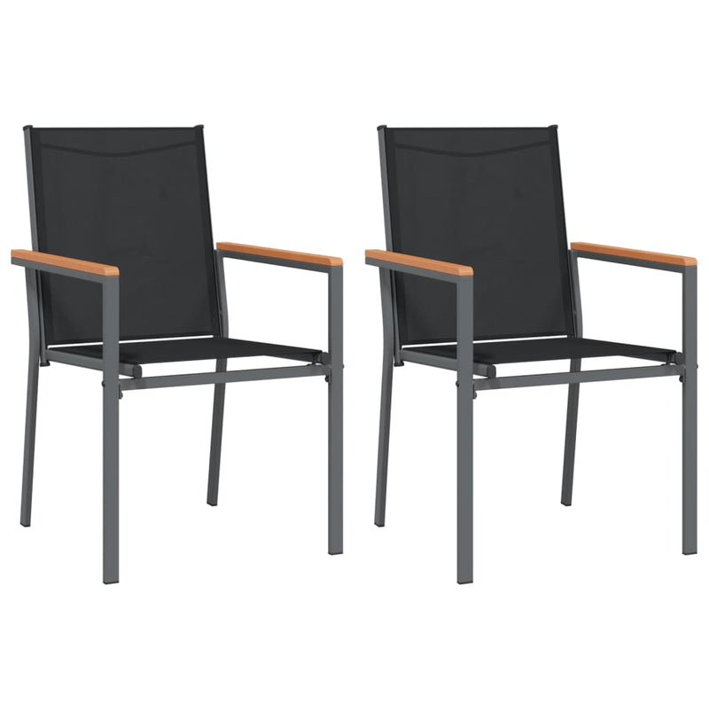 vidaXL 3 Piece Garden Dining Set Black Textilene and Steel