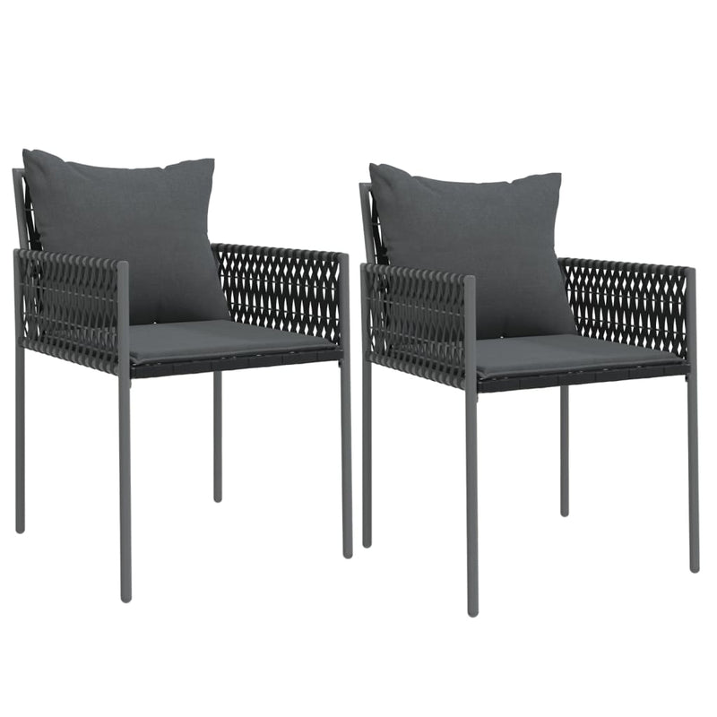 vidaXL 3 Piece Garden Dining Set with Cushions Poly Rattan and Steel