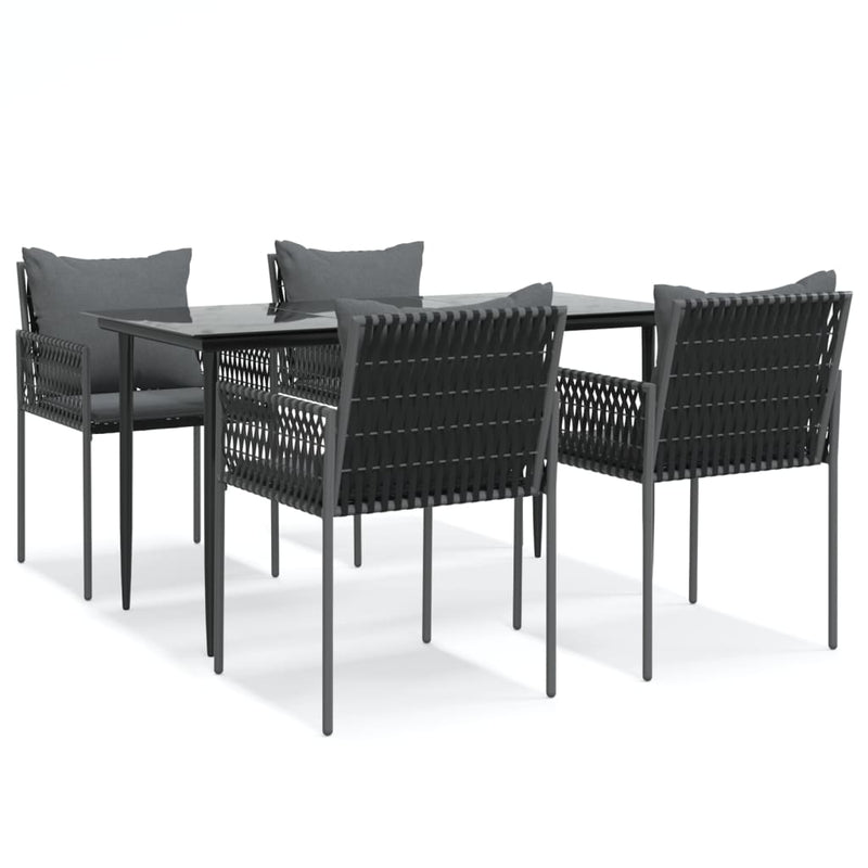 vidaXL 5 Piece Garden Dining Set with Cushions Poly Rattan and Steel