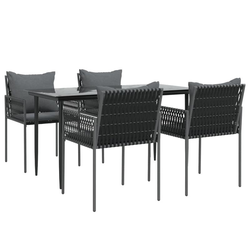 vidaXL 5 Piece Garden Dining Set with Cushions Poly Rattan and Steel
