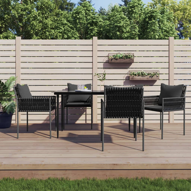 vidaXL 5 Piece Garden Dining Set with Cushions Poly Rattan and Steel