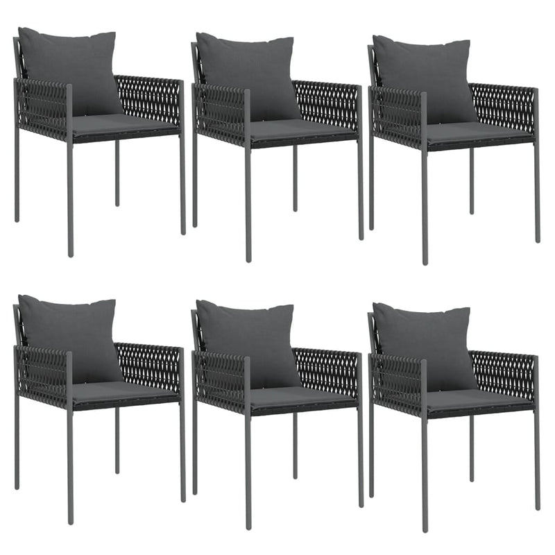 vidaXL 7 Piece Garden Dining Set with Cushions Poly Rattan and Steel
