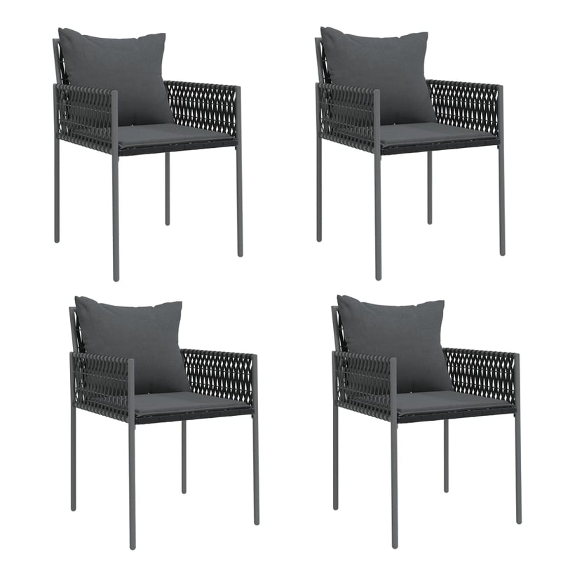 vidaXL 5 Piece Garden Dining Set with Cushions Poly Rattan and Steel