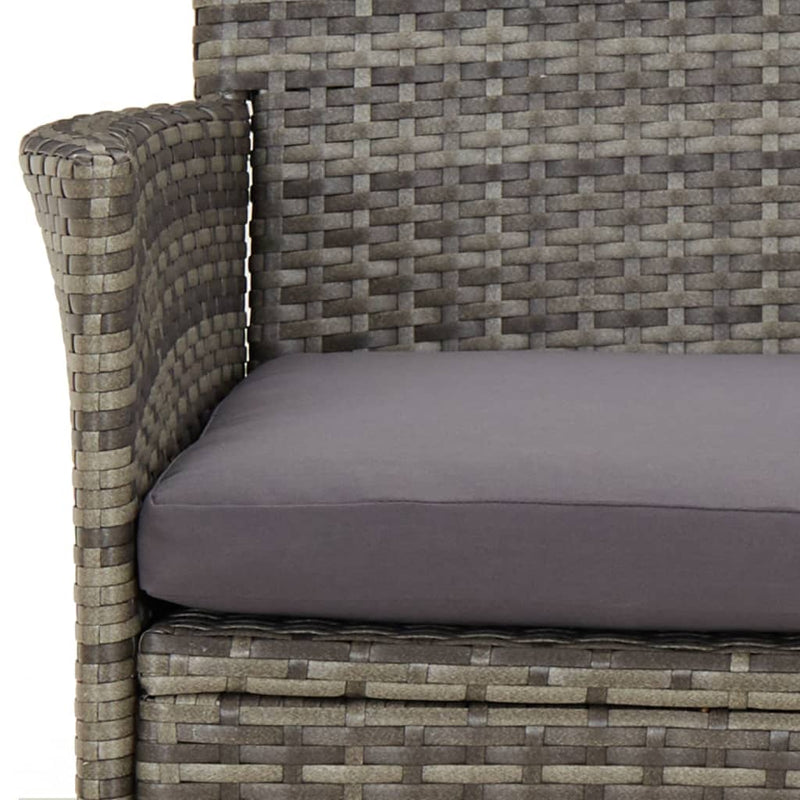 vidaXL 11 Piece Garden Dining Set with Cushions Grey Poly Rattan