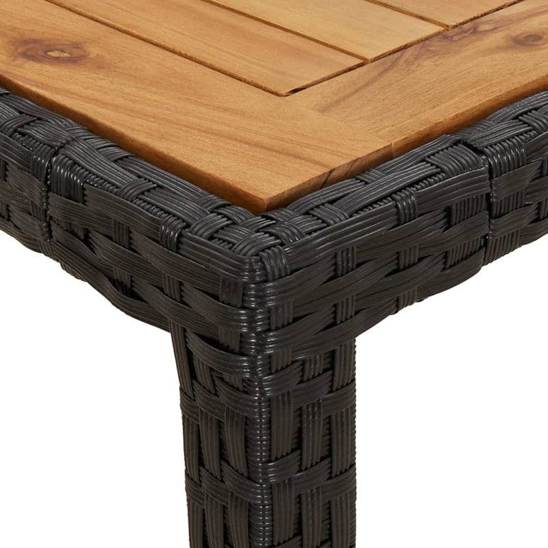 vidaXL 3 Piece Garden Dining Set with Cushions Black Poly Rattan