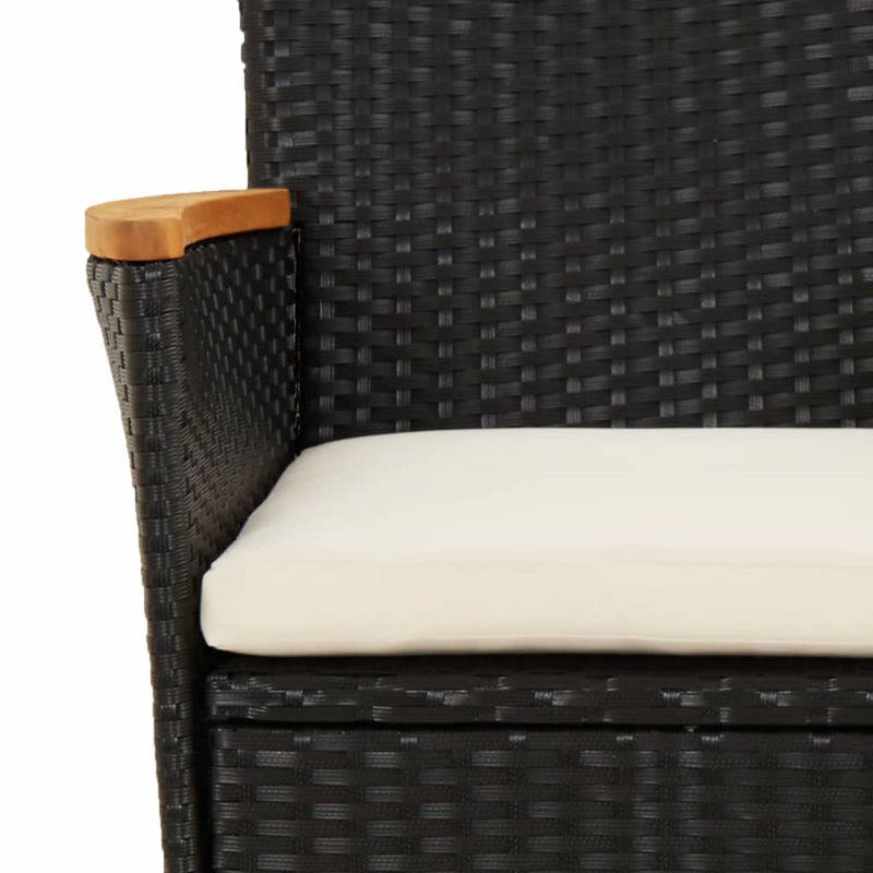 vidaXL 7 Piece Garden Dining Set with Cushions Black Poly Rattan