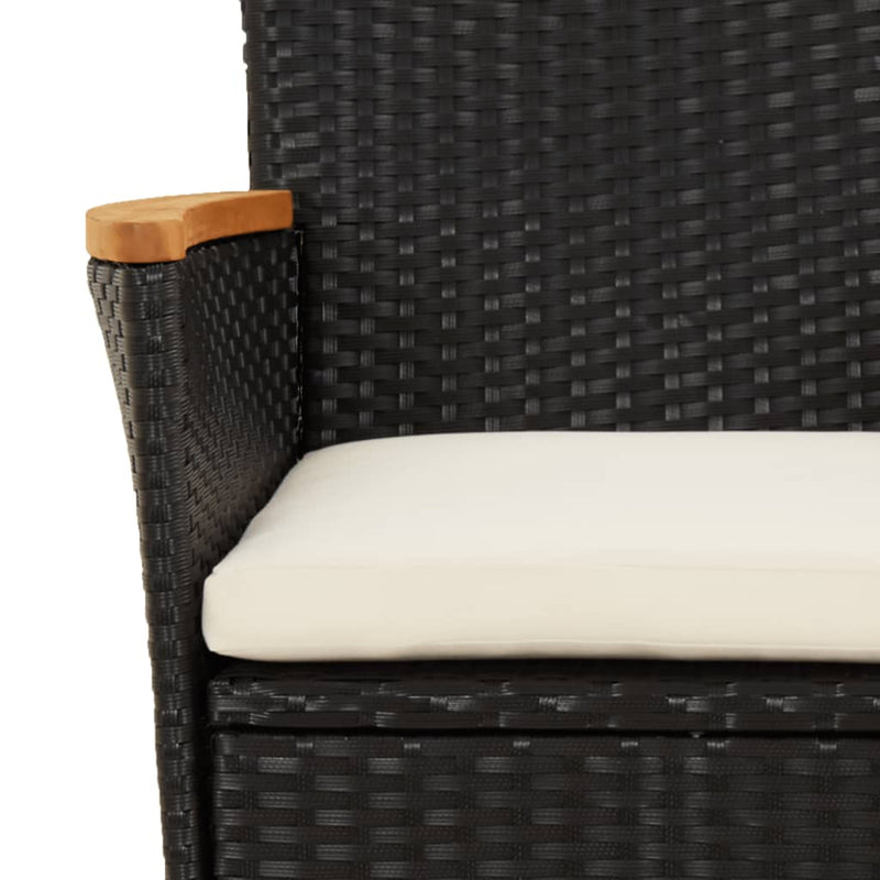 vidaXL 9 Piece Garden Dining Set with Cushions Black Poly Rattan