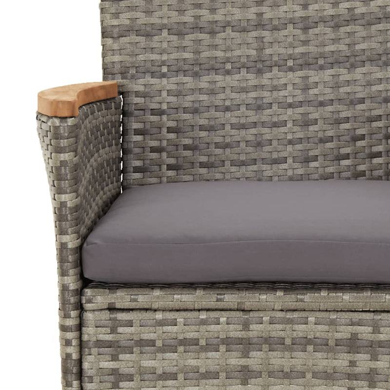 vidaXL 7 Piece Garden Dining Set with Cushions Grey Poly Rattan