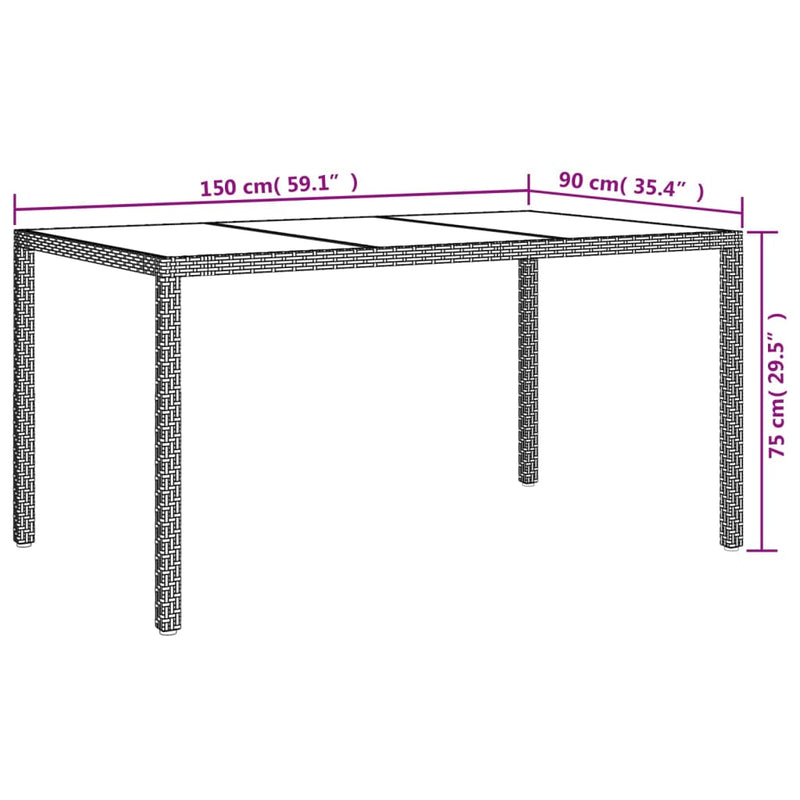vidaXL 7 Piece Garden Dining Set with Cushions Black Poly Rattan