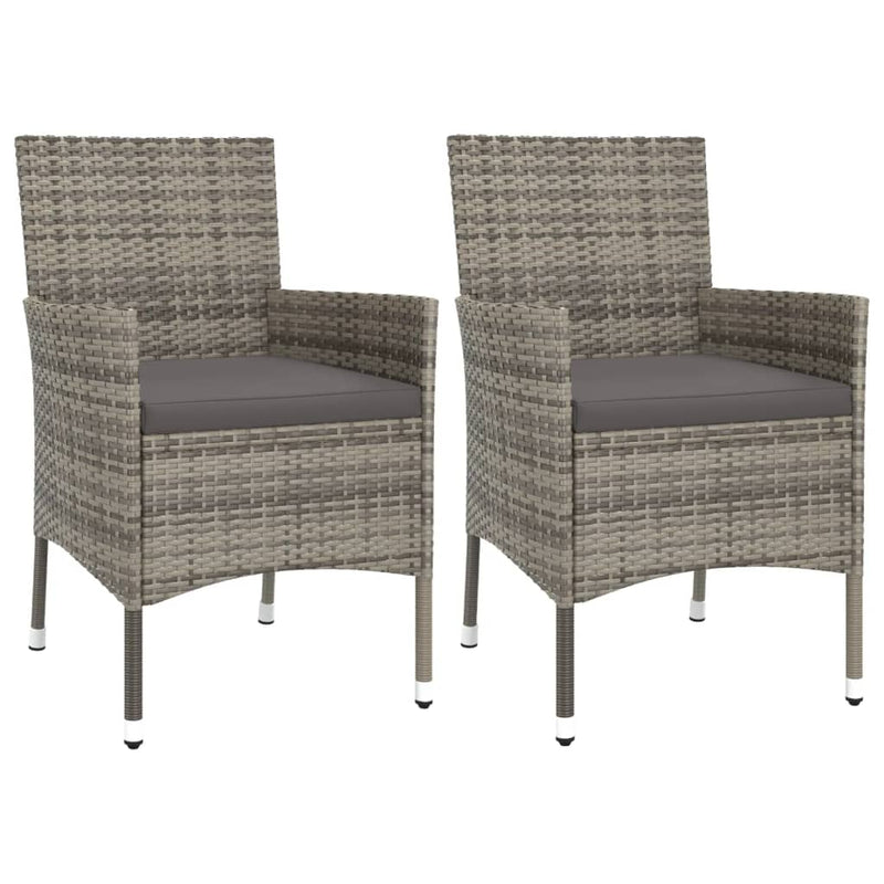 vidaXL 3 Piece Garden Dining Set with Cushions Grey Poly Rattan