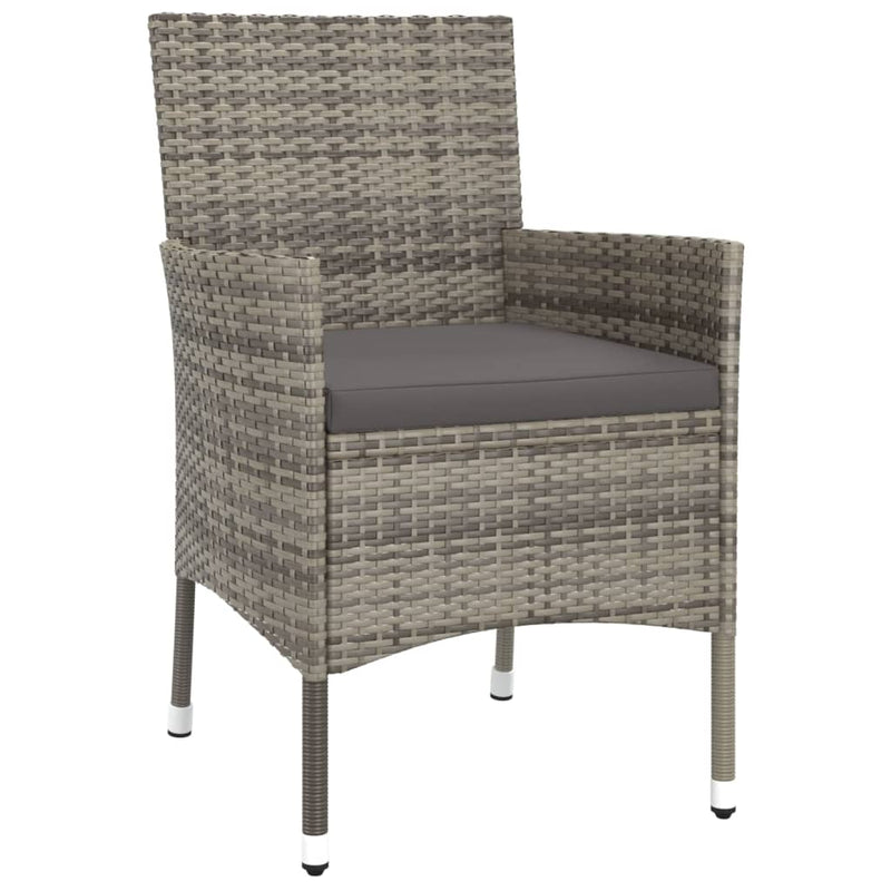 vidaXL 3 Piece Garden Dining Set with Cushions Grey Poly Rattan