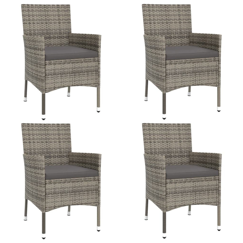 vidaXL 5 Piece Garden Dining Set with Cushions Grey Poly Rattan