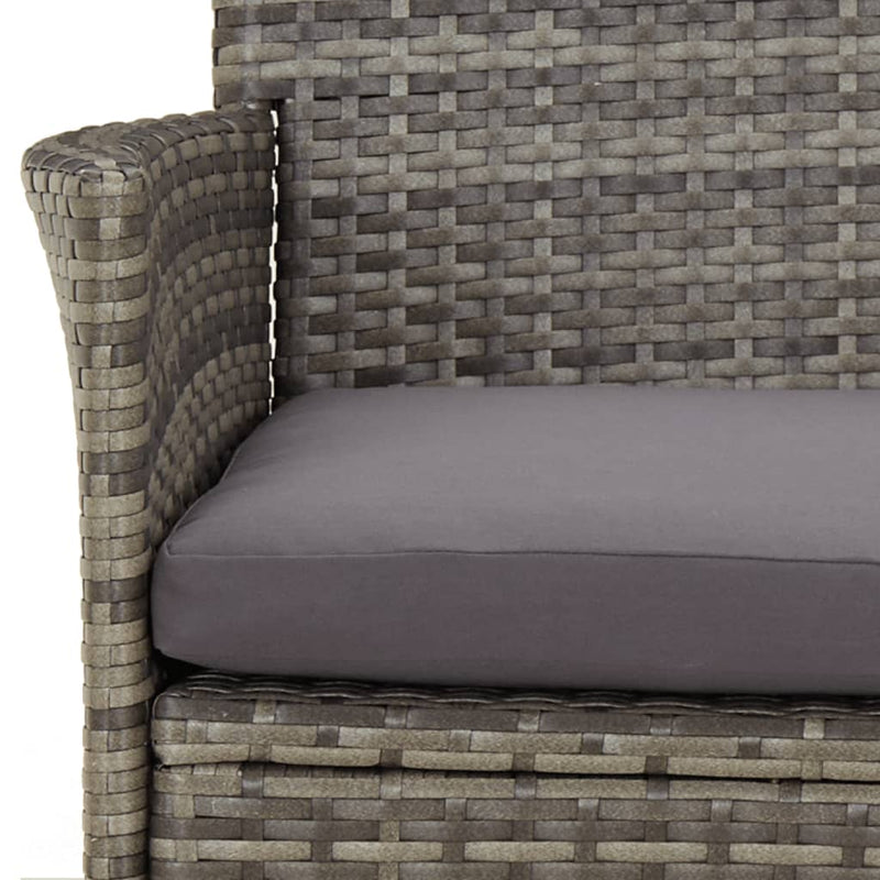 vidaXL 5 Piece Garden Dining Set with Cushions Grey Poly Rattan