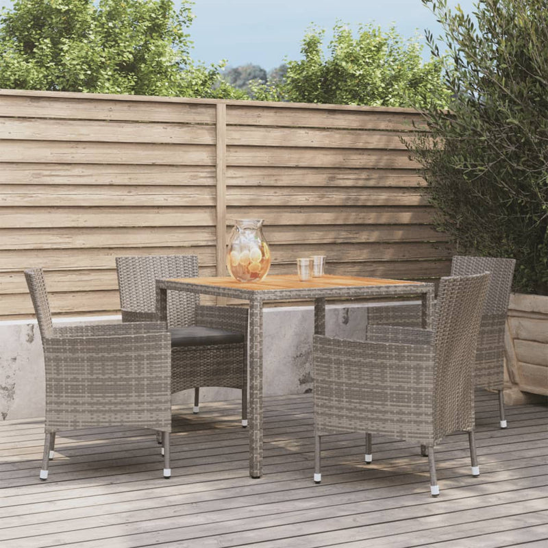 vidaXL 5 Piece Garden Dining Set with Cushions Grey Poly Rattan