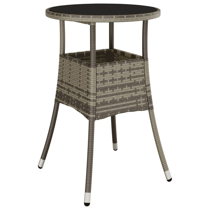 vidaXL 3 Piece Garden Bistro Set with Cushions Grey Poly Rattan