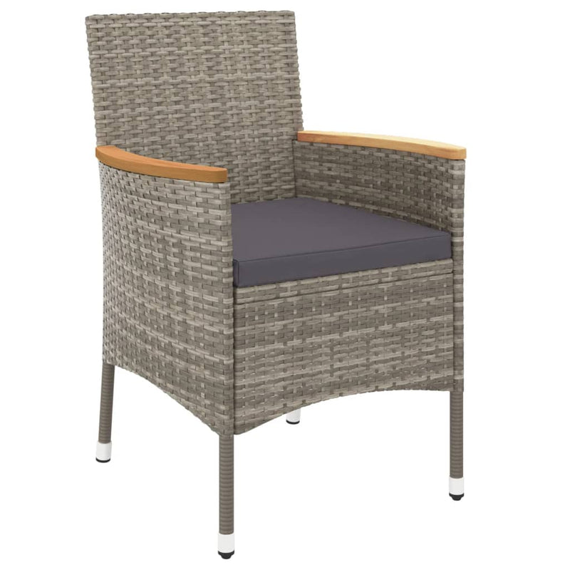 vidaXL 5 Piece Garden Bistro Set with Cushions Grey Poly Rattan