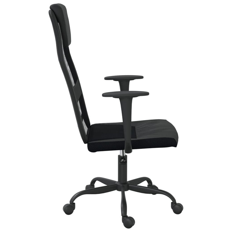 Office Chair Height Adjustable Black Mesh Fabric and Faux Leather