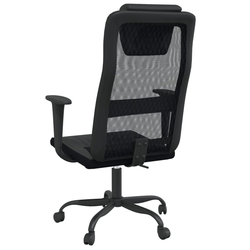 Office Chair Height Adjustable Black Mesh Fabric and Faux Leather