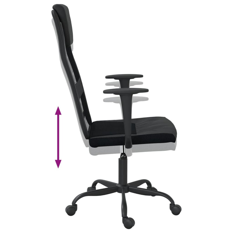 Office Chair Height Adjustable Black Mesh Fabric and Faux Leather