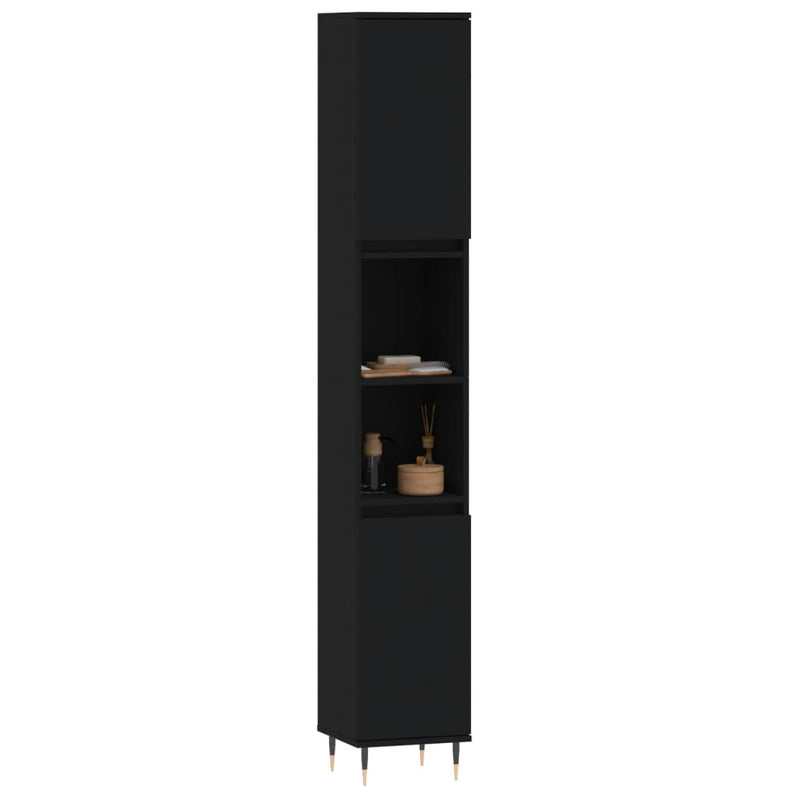 vidaXL Bathroom Cabinet Black 30x30x190 cm Engineered Wood