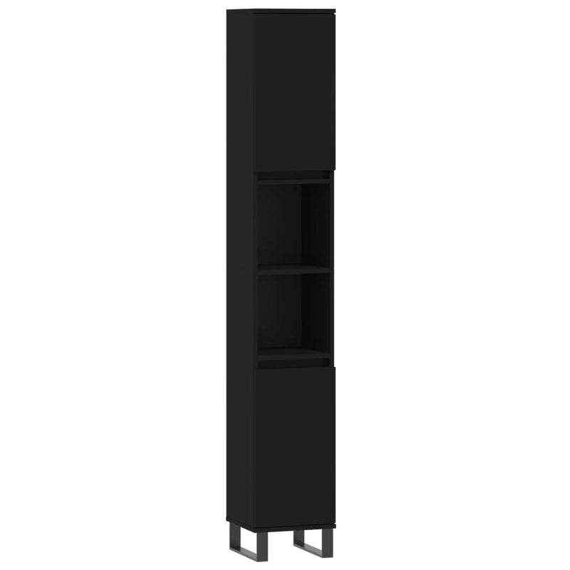 vidaXL Bathroom Cabinet Black 30x30x190 cm Engineered Wood