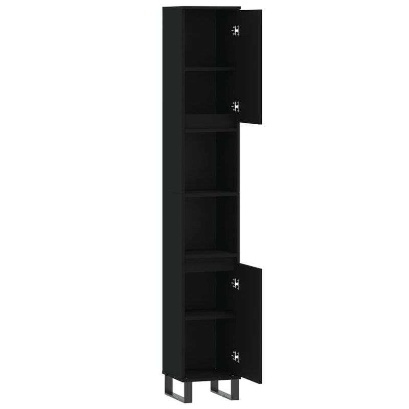 vidaXL Bathroom Cabinet Black 30x30x190 cm Engineered Wood