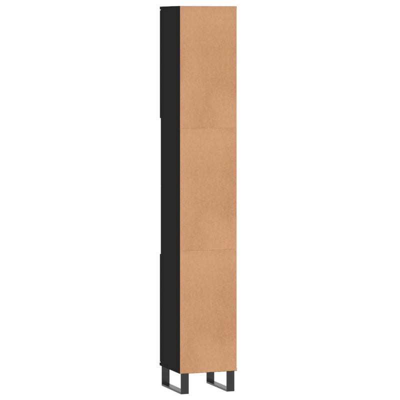 vidaXL Bathroom Cabinet Black 30x30x190 cm Engineered Wood