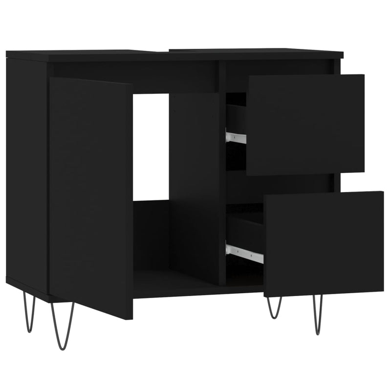 vidaXL Bathroom Cabinet Black 65x33x60 cm Engineered Wood