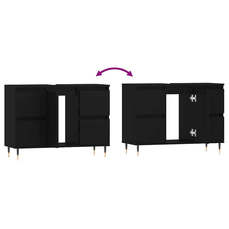 vidaXL Bathroom Cabinet Black 80x33x60 cm Engineered Wood