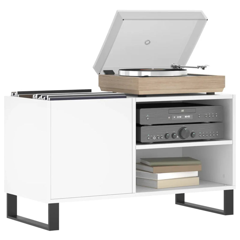 Record Cabinet White 85x38x48 cm Engineered Wood