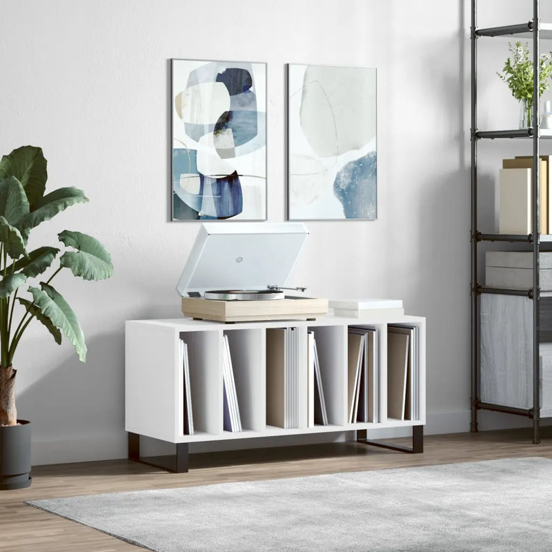Record Cabinet White 100x38x48 cm Engineered Wood